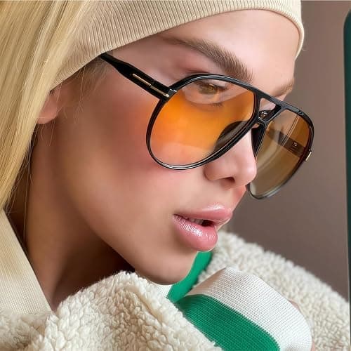 GUVIVI Retro Aviator Sunglasses for Women Men Oversized Classic 70s Vintage Trendy Tangle Free Square Aviators Sun Glasses thumbnail 3