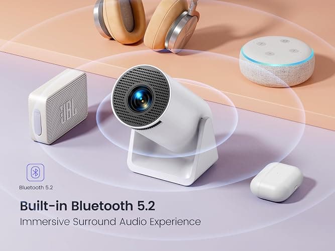 [270°Adjustable Stand] Mini Projector with 5G WiFi and Bluetooth, WiMiUS S27 Portable Projector 1080P, 200" Screen Bluetooth Projector, Auto Keystone Outdoor Projector for Phone/TV Stick/HDMI/PS5 thumbnail 8