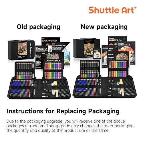 Shuttle Art 116 PCS Drawing Kit, Professional Drawing Supplies with Sketch, Charcoal, Colored, Graphite, Pastel Pencils & Sticks, Complete Drawing Tools and Paper Pads in Zipper Case for Artists&Kids thumbnail 8