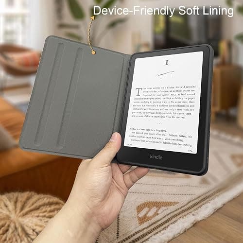Case for Kindle Paperwhite 12th Gen 2024 (7") & Kindle Colorsoft Signature Edition – Premium PU Leather Cover with Auto Sleep/Wake, Lightweight & Durable Kindle Paperwhite Case, Black Leopard Print thumbnail 6