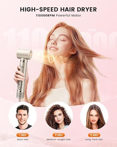 Tqcir 5-in-1 Professional Hair Dryer Brush, Powerful Multi-Styler with Auto-Wrap Curlers, Fast Drying Curling Straightening Volumizing Without Heat Damage, Storage Case Best Gift for Girl/Women thumbnail 6