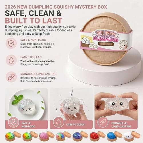 2026 New Dumpling Squishy Mystery Box - Surprise Dumpling Squishy, Rare Dumplings Bun Stress Relief Fidget Set, Random Colors (2 Pack) thumbnail 2