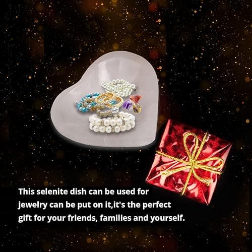 Himalayan Glow Natural Selenite Bowl Heart Shape Selenite Crystal - 10 cm for Reiki Healing Meditation Decoration, White thumbnail 4