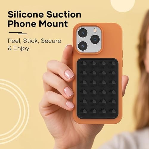 Silicone Phone Sticky Grip, Suction Phone Case Mount for iPhone and Android, Hands-Free Sticky Cell Phone Grip, Mobile Fidget Mirror Holder for Selfies and Videos thumbnail 2