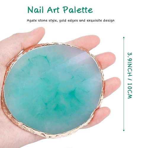 2 Pcs Nail Polish palettes Resin Nail Art Palette Golden Edge Gel Nail Polish Holder Nail Tray,Makeup Display Board Cosmetic Mixing Tools thumbnail 2