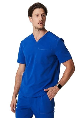 Fabletics Men's Helix 1-Pocket Scrub Top - MotionTech, Wrinkle-Resist, Chest Pocket, Anti-Shrink, Semi-Slim Fit - Image 1