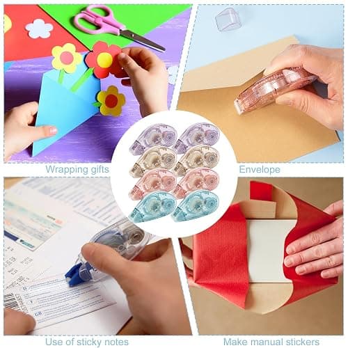 Huiruso 8 Pack Double Sided Tape Roller, Scrapbook Supplies, Glue Roller for Crafts, Double-Sided Adhesive Tape Runner for Scrapbooking, School Office Journaling Supplies (0.31 in X 26.25 ft) - 8 thumbnail 5