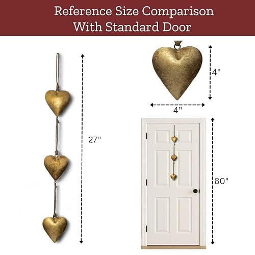 Mie Creations Vintage Metal Heart Wall Hanging Art, Gold Hearts Shaped Bedroom Wall Decor | Anniversary Decorations for Couples, Farmhouse Country Rustic Love Heart, Golden 27'' thumbnail 3