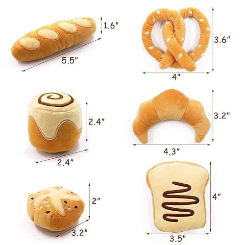 CiyvoLyeen Bread Catnip Toys, Cat Toy for Indoor Interactive Toys, Kitten Chew Bite Kick Toy Baguette Croissant Pretzel Toast Bun Cinnamon Roll Plush Catmint Pet Birthday Presents 6 Pack thumbnail 3