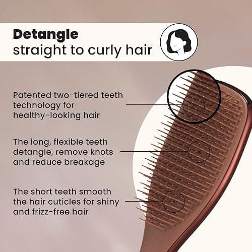 Tangle Teezer Chrome Ultimate Detangler Brush for Wet & Dry Hair, Eliminates Knots & Reduces Breakage for Straight to Curly Hair Types, Chocolate Bronze thumbnail 3