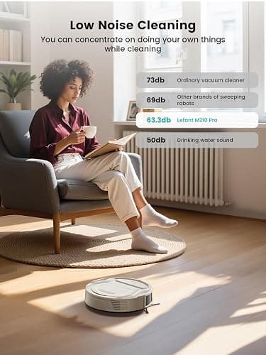 Lefant M210 Pro Robot Vacuum, Strong 2200Pa Suction, 120 Min Runtime, Super Slim Thin, Low Noise, Self-Charging, Wi-Fi/App/Alexa Control, Ideal for Pet Hair & Hard Floors thumbnail 8