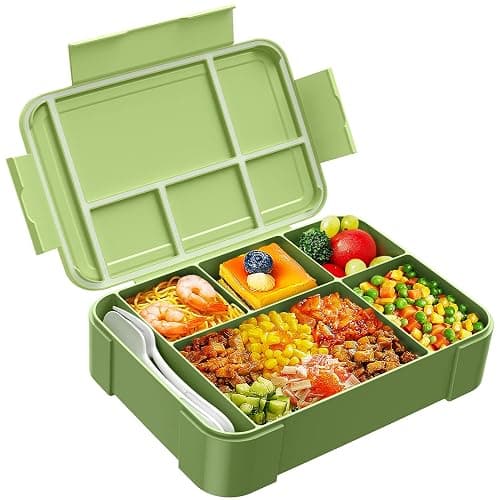 Jelife Bento Box Kids Lunch Box - 1450ml Large Leakproof 6 Compartments Kids Lunchbox Toddler Bento Box with Utensils for School, Book-Style Reusable Lunch Snack Containers for Daycare - Image 1