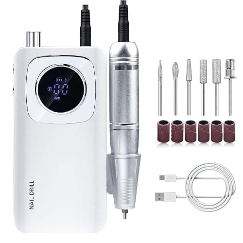 45000RPM Electric Machine Set With LCD Screen File Machine For Acrylic Gels Nails Manicures (White) - Image 1