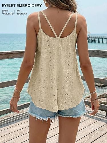ATHMILE Women's Tank Tops Sleeveless Summer Top Spaghetti Strap Spring Shirt Loose Fit Beach Vacation 2026 Casual thumbnail 2