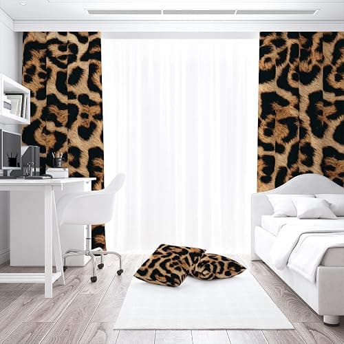 IFFVGX Cheetah Print Curtains 52WX84H Rod Pocket Leopard Not Blakout Curtains for Bedroom Living Room Wild Animals Print Drapes 2 Panels thumbnail 7