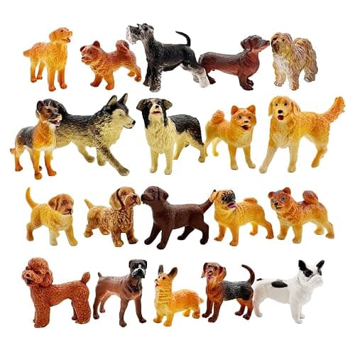 Halloluck 20pcs Mini Dog Figurines, Miniature Dog Figure Hand Painted Tiny Dogs Realistic Detailed Plastic Puppy Figures Cake Toppers Christmas Birthday Gift (Realistic) - Image 1