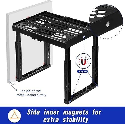 Piffny Locker Organizer Shelf， Adjustable Width and Height, Ideal Locker for School, Office, and Gym Lockers… (White), PLKSLF01 thumbnail 5