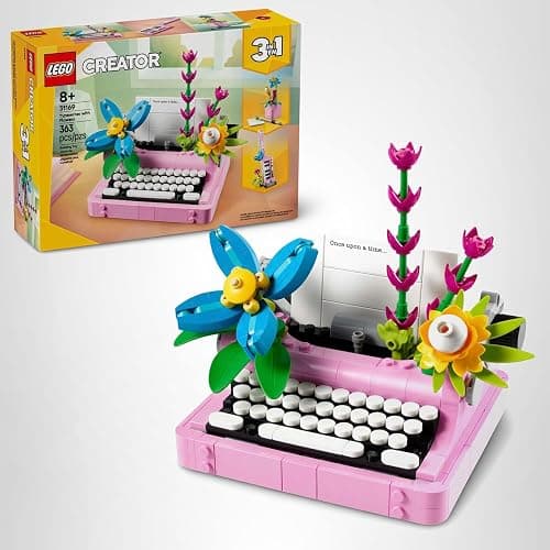 LEGO Creator 3 in 1 Typewriter with Flowers - Building Toy with 3 Building Options, Typewriter, Flowerpot with Pen & Notebook, or Keytar - Gift Idea for Birthdays - 31169 thumbnail 8