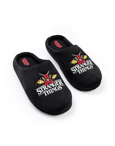 Stranger Things Unisex Black Logo Mule Slippers | Indoor Lounging Footwear with TV Show Design - Image 1