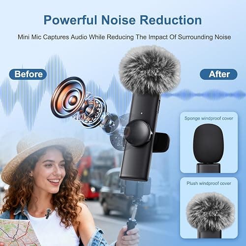 2 Pack Wireless Lavalier Microphone for iPhone iPad Android, Plug & Play Lapel Mic with Noise Reduction, Professional Mini Mic for Video Recording, YouTube TikTok Vlog Podcast Interview Livestream thumbnail 3