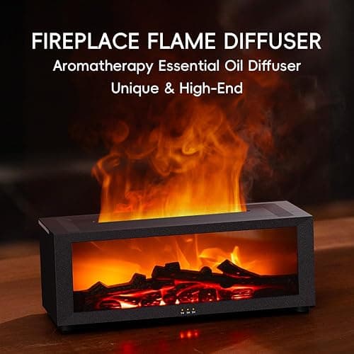 YALEDI Essential Oil Diffuser, 7 Colors Fireplace Fire Flame Aromatherapy Diffuser, 150ml Ultrasonic Humidifier, Scent Aroma Diffuser with Remote Control & Timer for Home,Bedroom,Office,Yoga (Black) thumbnail 2