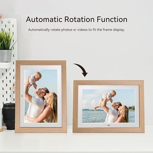 10" Digital Picture Frame with Remote Control, 1280 * 800 IPS Full View Ultra Clear Screen, Removable Wooden Frame, Share Videos Photos Send Wishes Auto-Rotate Slideshow Non-WiFi thumbnail 4
