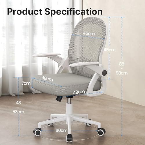 naspaluro Home Office Chair Ergonomic Desk Chair Swivel Computer Chair Mid-Back Mesh Chair with Flip-up Armrests and Lumbar Support for Home/Office - Gray thumbnail 3