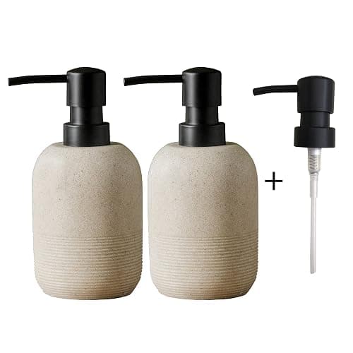 2pcs/Set Beige Soap Dispenser Set,Hand Soap Lotion Dispenser for Bathroom, for Elegant Bathroom Décor，soap Dispenser for Kitchen Sink thumbnail 6