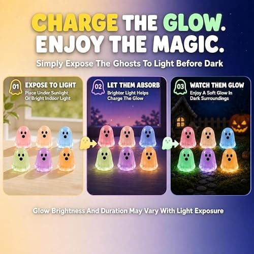 Glow in Dark Cute Ghost Resin Bead Set Halloween Mini Ghost Figurines | Luminous Ghosts Decorative 6 Colors Colorful Tiny Glowing Halloween Party Ornaments Micro Landscape Filler Decor Accessories thumbnail 4