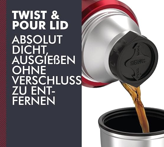 Thermos Stainless King Thermosflasche rot 1,20l - Edelstahl, absolut dicht, mit Trinkbecher und Griff, 12h heiß & 24h kalt, spülmaschinenfest, BPA-frei thumbnail 5