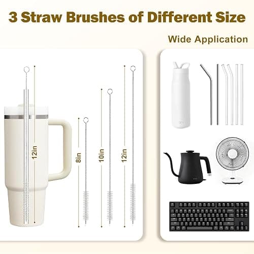 XYFuuee 5 Pack Dish Bottle Brush Set with 5-in-1 Cup Cleaning Brush, Dish Scrub Long Handle Brush with Scraper Tip, 3 Straw Cleaner Brushes for Stanley, Washing Kitchen Sink Pot Pan Water Bottle Stove thumbnail 6