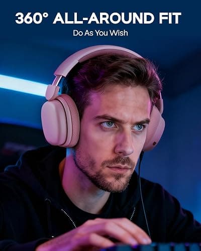 EPOMAKER X Aula G7 Pro Wireless Gaming Headset, Dual Mode BT5.3 & 2.4GHz, 7.1 Surround Sound, 80+ Hour Battery, RGB Light, with Noise Canceling Mic for PS5, PS4, Switch, PC (Pink) thumbnail 5