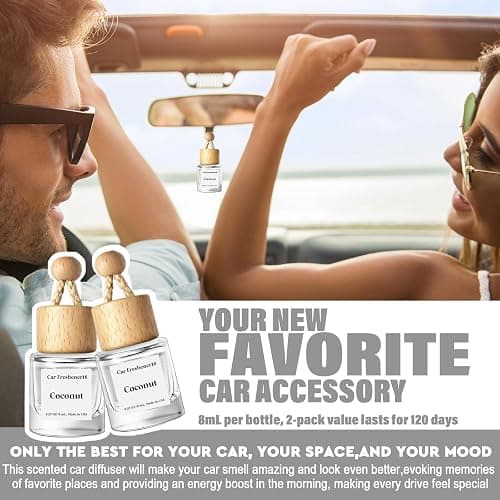 HoogaLife Car Air Freshener Diffuser 2 Pack Hanging Air Freshener Diffuser - Coconut Fragrance Oil Air D iffuser for Car, 45+ Days Long Lasting Fragrance Made in USA (C16) thumbnail 3