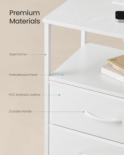 SONGMICS BELLAH Collection - Nightstand with Charging Station and App-Controlled Adjustable LED Lights, Bed Side Table, 2 Drawer and 1 Open Shelf, Bedroom, Cloud White and Snow White ULGS302WH01S thumbnail 6