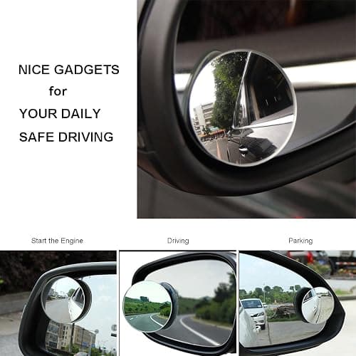 BEEWAY Blind Spot Mirrors, Round Frameless 360° Rotate Sway Adjustable HD Glass Convex Mirror Maximize RearView Universal for Car SUV Trucks Traffic Safety - Pack 2 thumbnail 6
