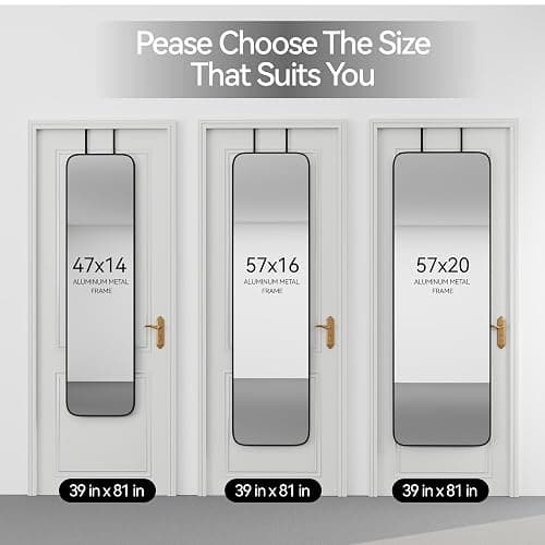 SCWF-GZ 47x14 Mirror Rectangle Full Body Length Door Hanging Wall Mounted Metal Aluminum Alloy Frame Dressing Make-up Mirrors for Entryway Bedroom Bathroom Living Room 47 14 inch Black thumbnail 6