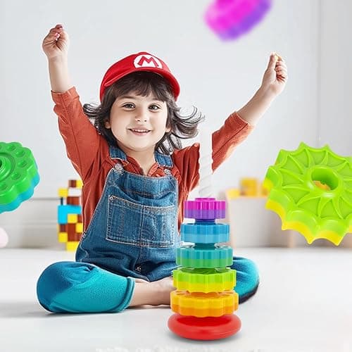 BYFWH Baby Spin Stack Toy, Premium Stacking Toys for Kids, Spinning Stacking Toy for Babies and Toddlers, Educational Toddler Learning Toy,Autism Spin Stack Toys,Rainbow Spinning Wheel Toys thumbnail 5