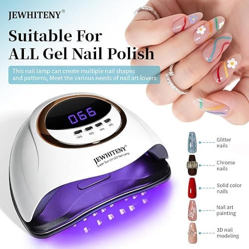 JEWHITENY White U V LED Lamp for Nails:Fast Nail Dryer for Gel Polish with 4 Timers and Automatic Sensor Professional LED Nail Lamp Manicure Tool thumbnail 2