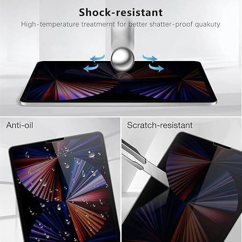 Himover Anti-Spy Tempered Glass Film Guard for iPad 10th 2022 10.9" / 11th A16 2025 11", Anti-Scratch, Anti-Shock Privacy Screen Protector for iPad 10/11 Generation, Black Security Screen thumbnail 5