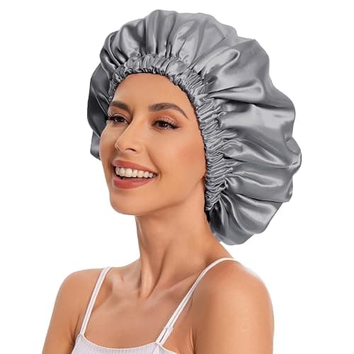 Satin Bonnet Silk Bonnet Hair Bonnet for Sleeping-Slouchy Beanie Hat Satin Sleep Cap for Women's Natural & Curly Hair(Dark Grey) thumbnail 4