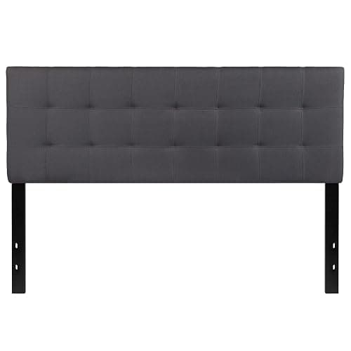 EMMA + OLIVER Dark Gray Queen Quilted Tufted Headboard | Adjustable Bed Rail Slots, Fabric Upholstered thumbnail 5
