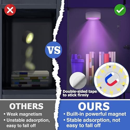 Apipi Tap On/Off Magnetic Locker Light Decor Accessories for Girls & Boys | LED Remote Control, Battery Powered Timer Puck Light, Multi-Colors for Locker Decorations, Back to School Essentials, 1 Pc thumbnail 2
