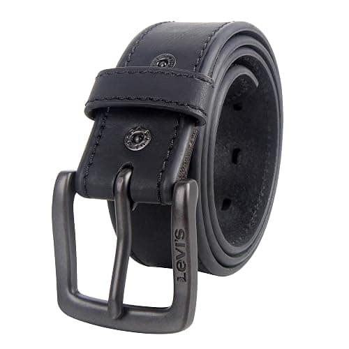 Levi's mens Black Leather Belt - Casual Design for Jeans Or Everyday Wear - Image 1