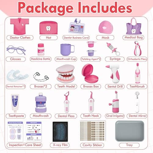 Lehoo Castle Doctor Kit for Toddlers 3-5 Girls, Kids Dentist Play Set, Toys for 3 4+ Year Old Girls, Pretend Play for Toddlers, Kids Doctor Playset, Medical Kits for Boys 3 4 5 thumbnail 8