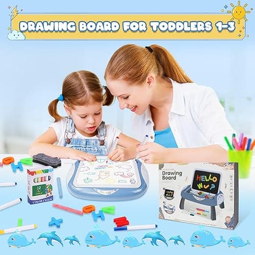 Cokzer Toys for 1-2 Year Old Boys, Toddler Boy Toys with Magnetic Letters and Numbers, Learning and Educational Toys for 1 2 Year Old, Boys Birthday Christmas Gifts (Blue) - Pale Blue thumbnail 7