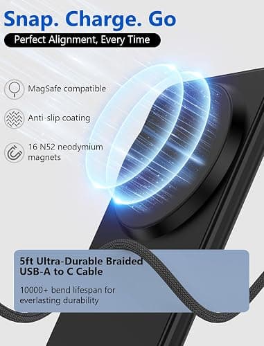 Mag.Safe Charger - iPhone Charger Stand, Fast Magnetic Wireless Charger for iPhone 17/16/15/14/13/12 Series - Black thumbnail 3