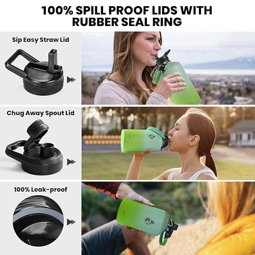 RAYMYLO One Gallon Water Bottle Insulated, Triple Walled Vacuum Stainless Steel (Cold for 48 Hrs), Leak Proof & Non-BPA, Large Water Flask Jug with Paracord Handle & Straw Spout Lids thumbnail 4