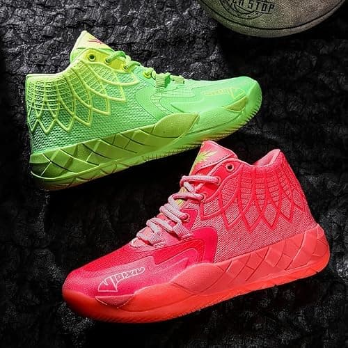IGZBIBG Men's Knitted Mesh Breathable Mid-Top Basketball Shoes with Round Toe, Non-Slip and Lightweight Lace-Up Casual Sports Shoes Suitable for Walking, Running and Daily Travel thumbnail 2