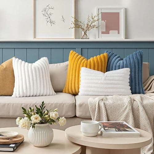 MIULEE Faux Fur Lumbar Christmas Decorative Throw Pillow Covers 12x20 Inch Set of 2, Modern Spring Home Decor Soft Plush Couch Pillows Cozy Fluffy Cushion Covers for Sofa Bed White thumbnail 2