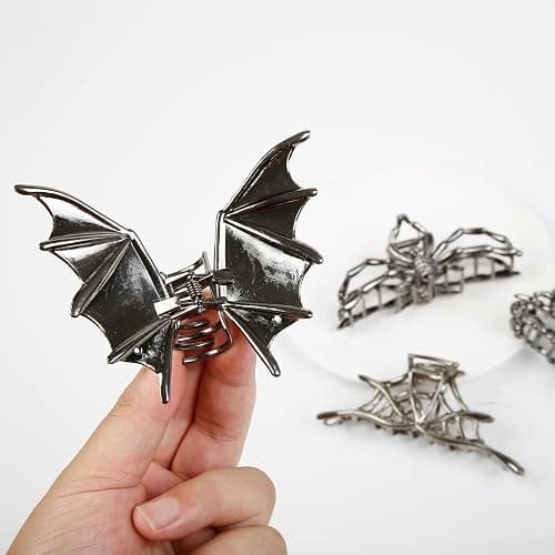 4PCS Gothic Spider Hair Clips Black Web Bat Skeleton Hand Skull Claw Clips for Women,Large Medium Size for Thick Thin Hair,Hiphop Metal Hair Accessories for Halloween Decor Party Gift thumbnail 7